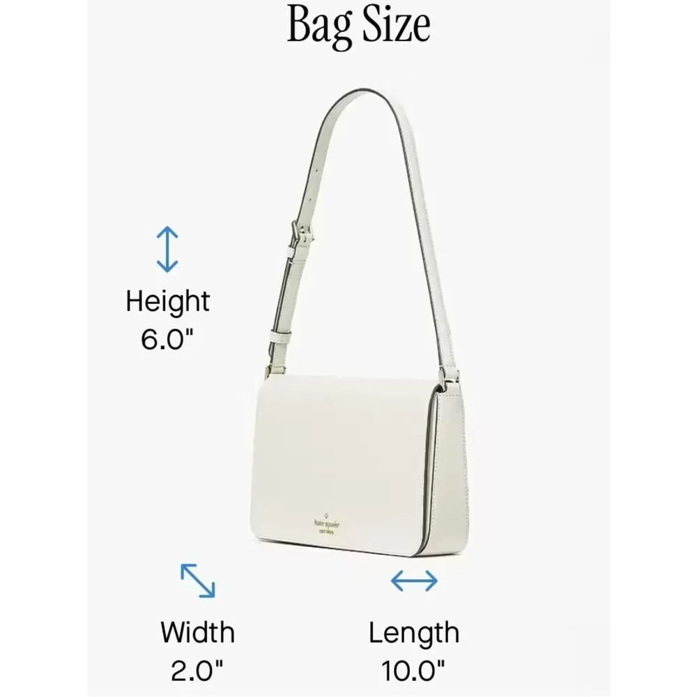 kate spade Staci Meringue Ivory Gold Tone Saffiano Leather Small Hobo Bag